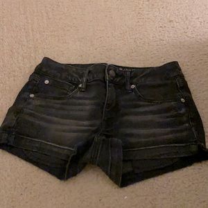 Black acid wash shorts